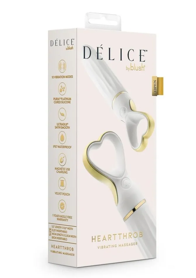 Delice Female Sex Toys Delice Heartthrob Rechargeable Silicone Vibrator White Bouquet
