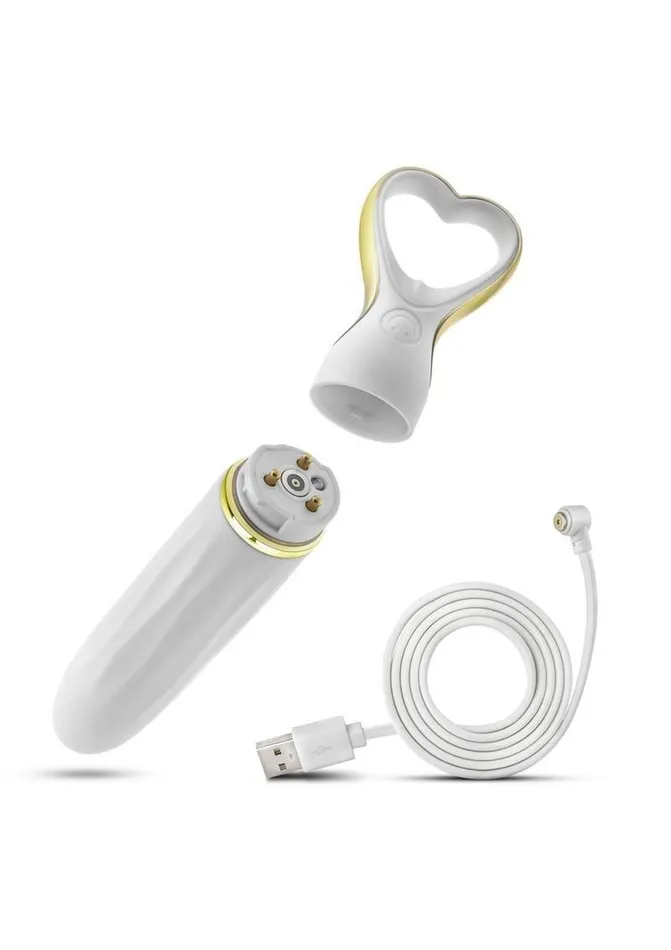 Delice Female Sex Toys Delice Heartthrob Rechargeable Silicone Vibrator White Bouquet