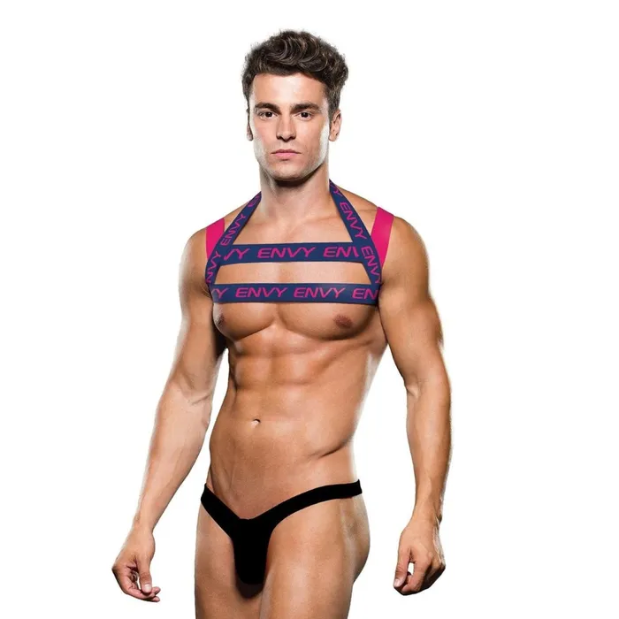 Envy Logo Chest Harness Blue Pink Envy Vibrators