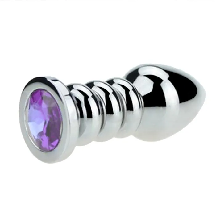 Love Plugs Male Sex Toys Ribbed Steel Jeweled Plug