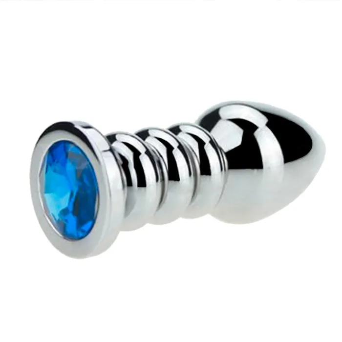 Love Plugs Male Sex Toys Ribbed Steel Jeweled Plug