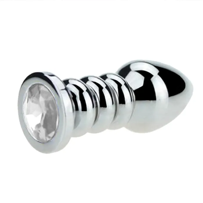 Love Plugs Male Sex Toys Ribbed Steel Jeweled Plug