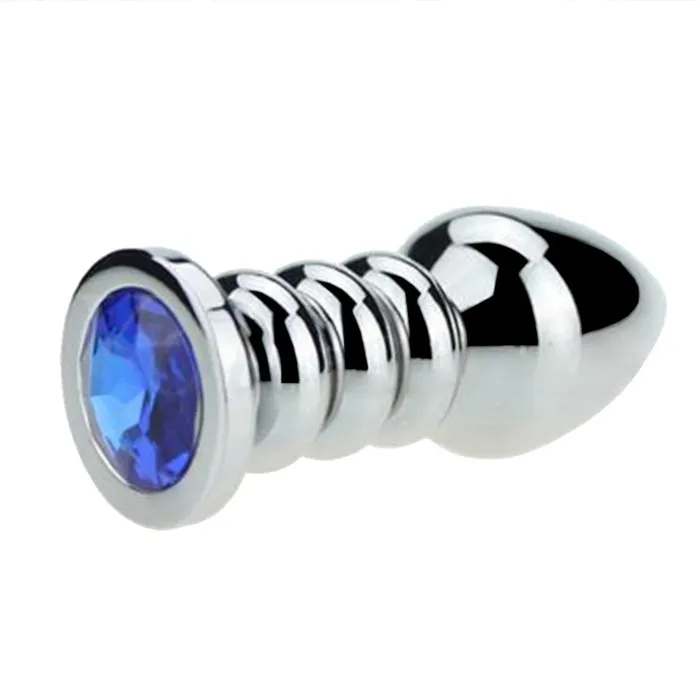 Love Plugs Male Sex Toys Ribbed Steel Jeweled Plug