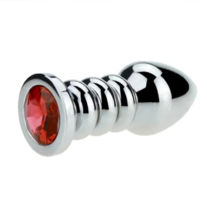 Love Plugs Male Sex Toys Ribbed Steel Jeweled Plug