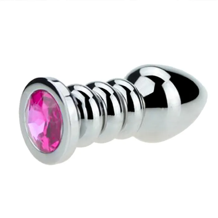 Love Plugs Male Sex Toys Ribbed Steel Jeweled Plug