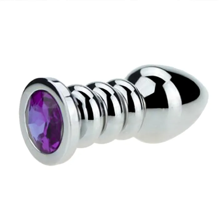 Love Plugs Male Sex Toys Ribbed Steel Jeweled Plug