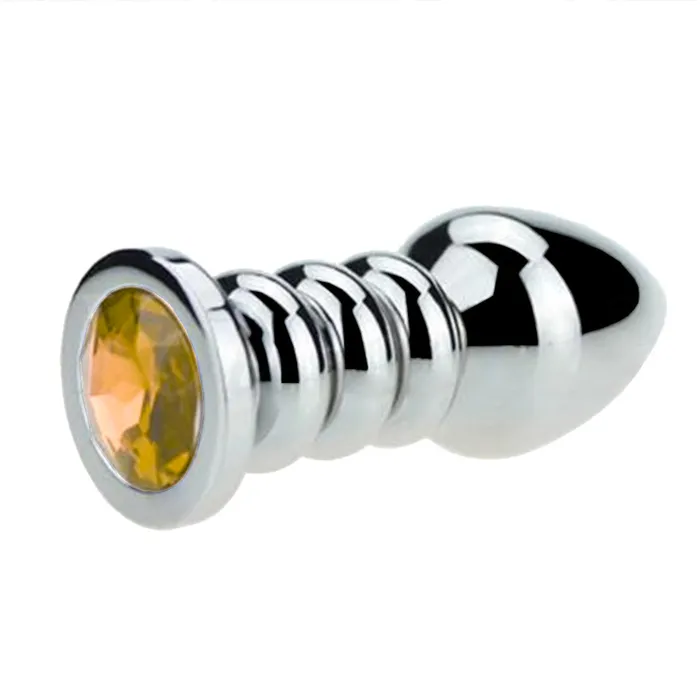 Love Plugs Male Sex Toys Ribbed Steel Jeweled Plug