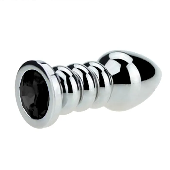 Love Plugs Male Sex Toys Ribbed Steel Jeweled Plug