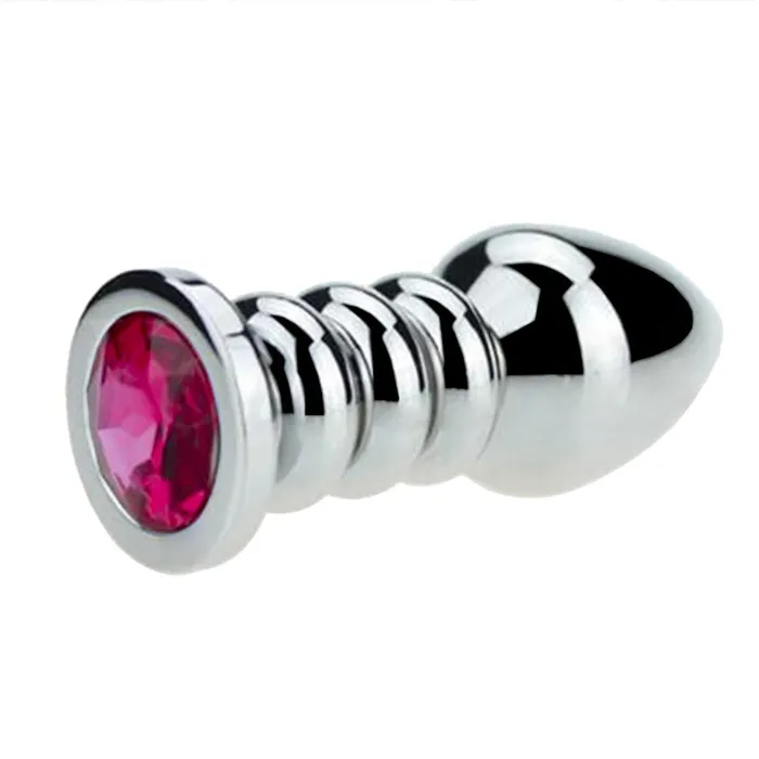 Love Plugs Male Sex Toys Ribbed Steel Jeweled Plug
