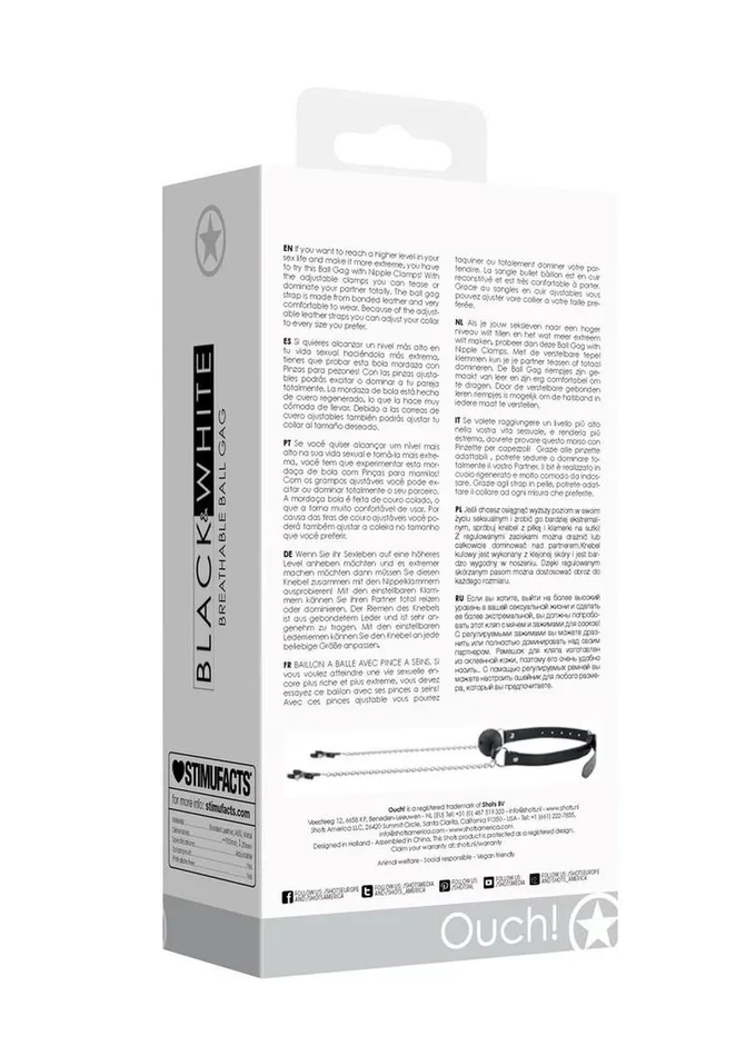 Ouch Couples Ouch Breathable Ball Gag with Nipple Clamps