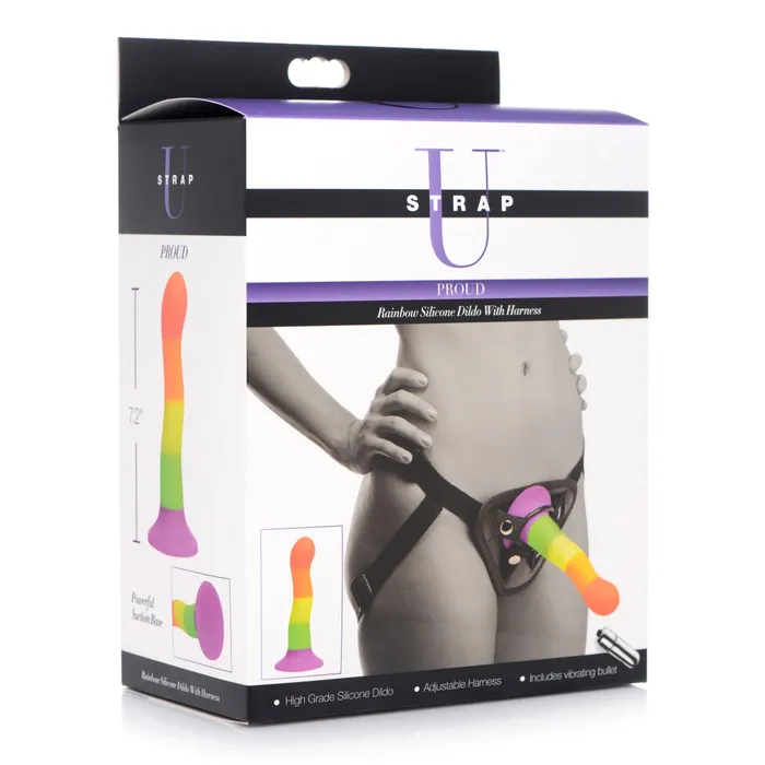Strap U Strap U Proud Rainbow Silicone Dildo With Harness Black Female Sex Toys Strap U Strap U Proud Rainbow Silicone Dildo With Harness Black Female Sex Toys