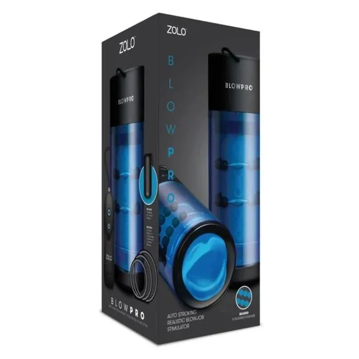 Zolo Blow Pro Auto Stroking Realistic Blowjob Stimulator Blue Black Zolo Anal