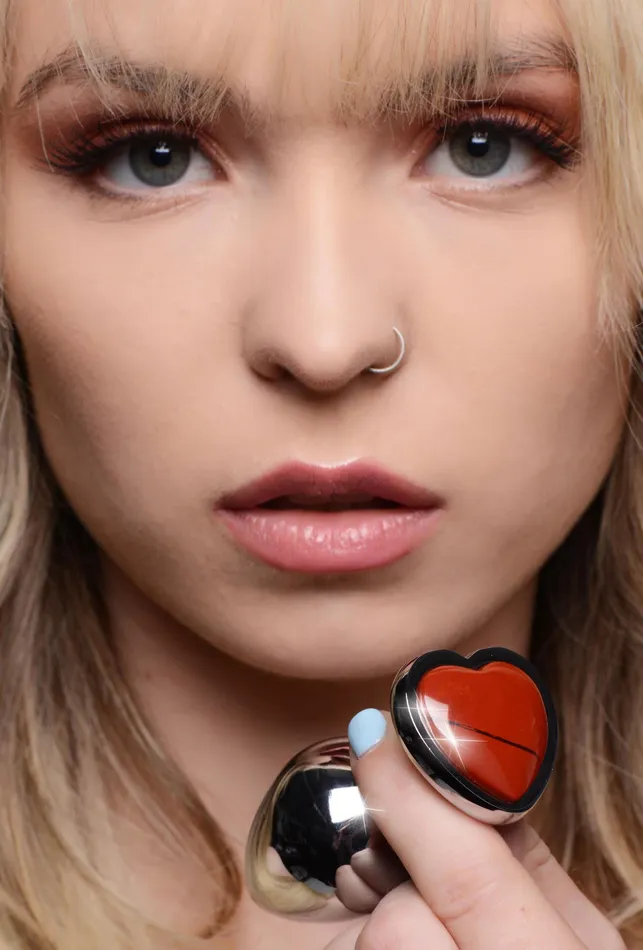 Anal XR Brands Booty Sparks Red Jasper Heart Anal Plug Small Anal XR Brands Booty Sparks Red Jasper Heart Anal Plug Small