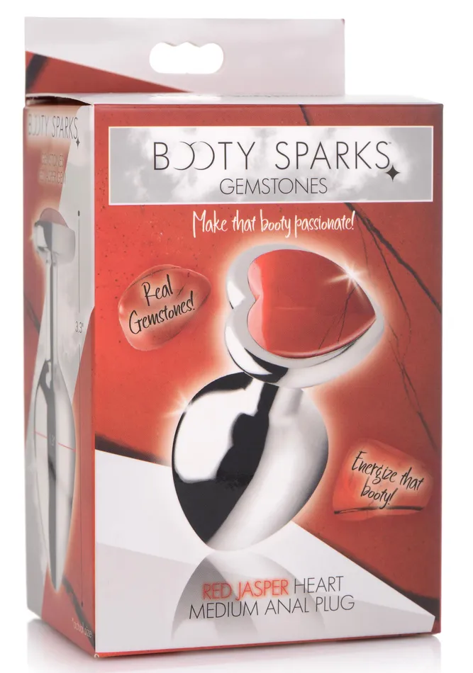Anal XR Brands Booty Sparks Red Jasper Heart Anal Plug Small Anal XR Brands Booty Sparks Red Jasper Heart Anal Plug Small