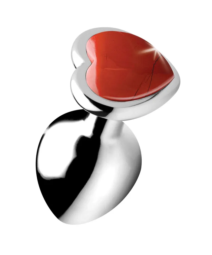 Anal XR Brands Booty Sparks Red Jasper Heart Anal Plug Small Anal XR Brands Booty Sparks Red Jasper Heart Anal Plug Small