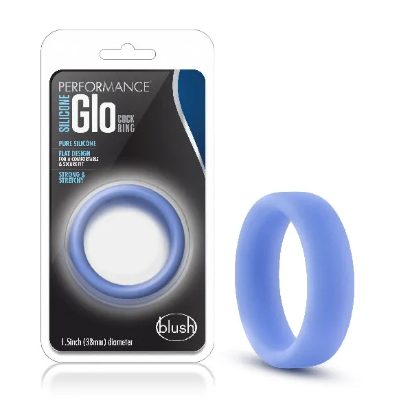 Blush Male Sex Toys Performance Silicone Glo Cock Ring Blue Glow
