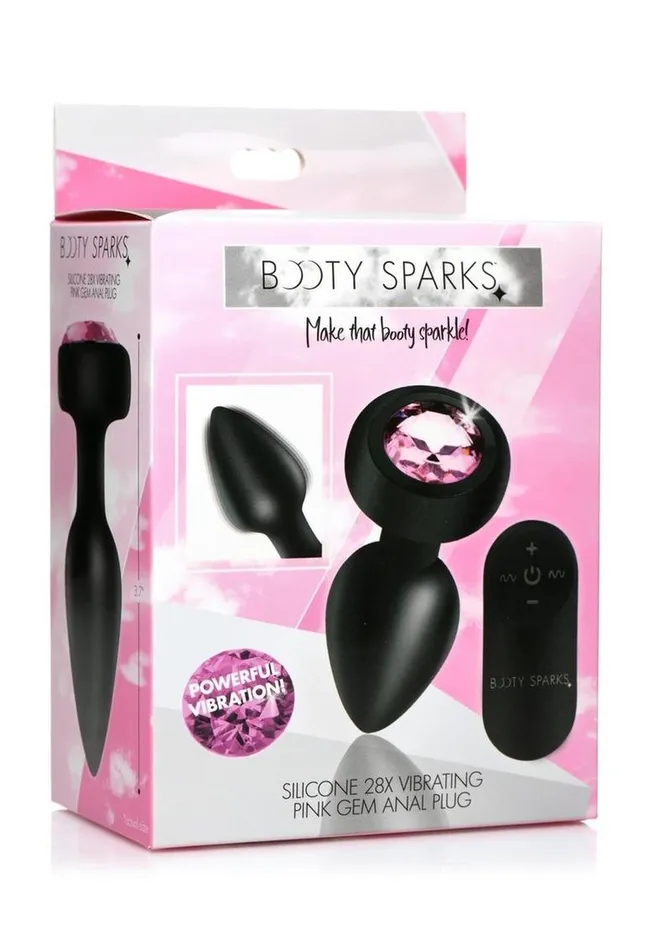 Booty Sparks 28x Rechargeable Silicone Vibrating Gem Anal Plug with Remote Control Booty Sparks Male Sex Toys