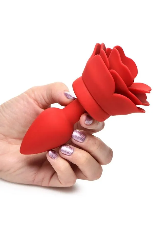 Booty Sparks 28x Rechargeable Silicone Vibrating Rose Anal Plug with Remote Control Booty Sparks Male Sex Toys
