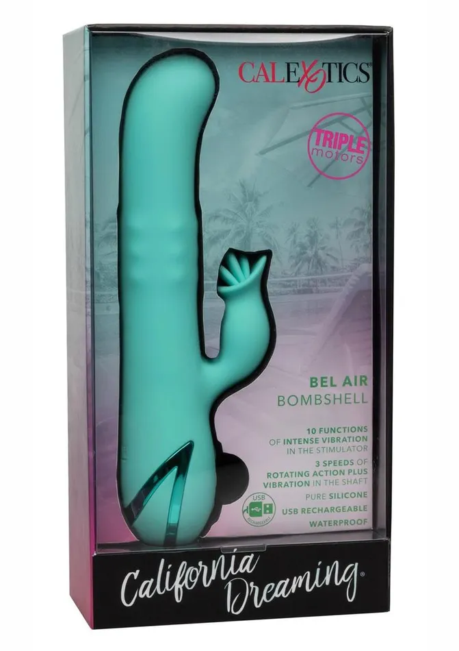 California Dreaming California Dreaming Bel Air Bombshell Rechargeable Silicone Vibrator with Clitoral Stimulator Female Sex Toys