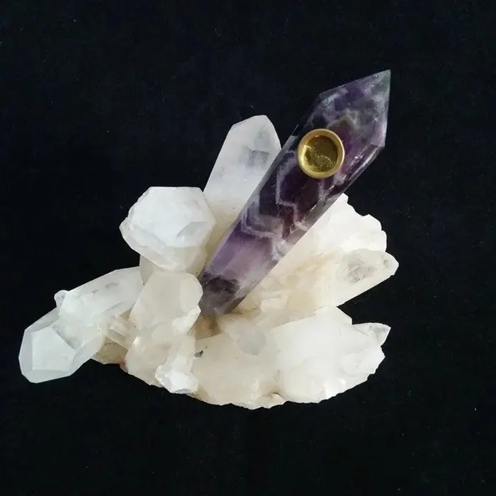 cj Vibrators Crystal Smoking Pipe Fantasy Purple Pipe