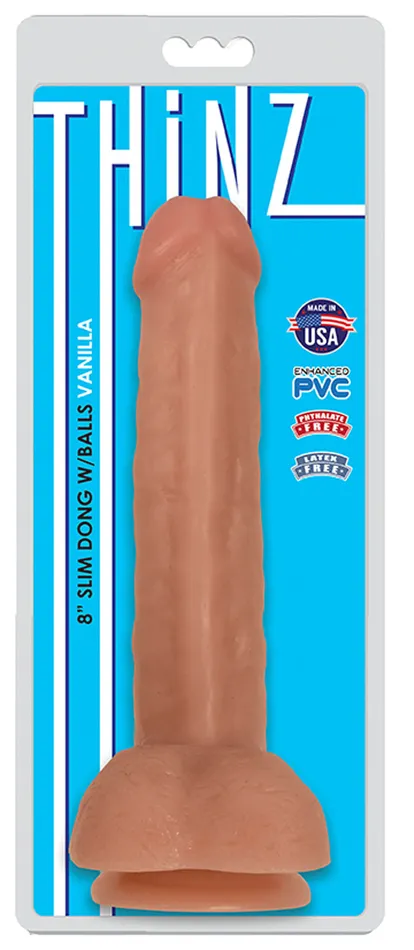 Curve Toys Dildos 8 Inch Slim Dong With Balls Vanilla