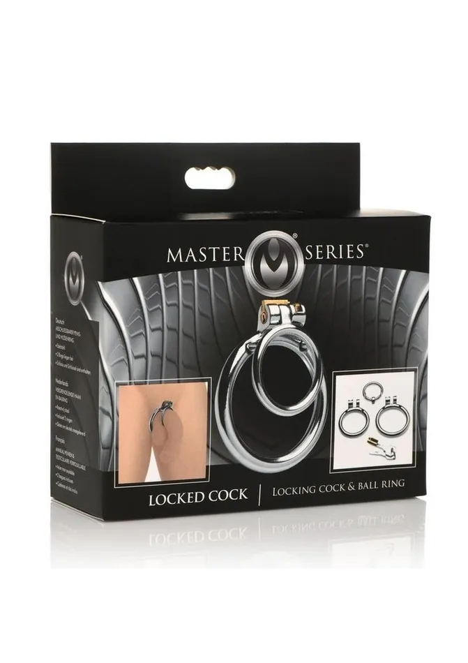 Male Sex Toys Master Series Locked Cock Stainless Steel Locking Cock and Ball Ring Master Series
