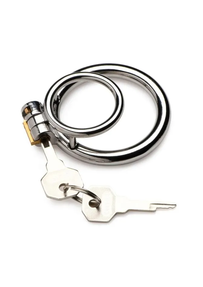 Male Sex Toys Master Series Locked Cock Stainless Steel Locking Cock and Ball Ring Master Series