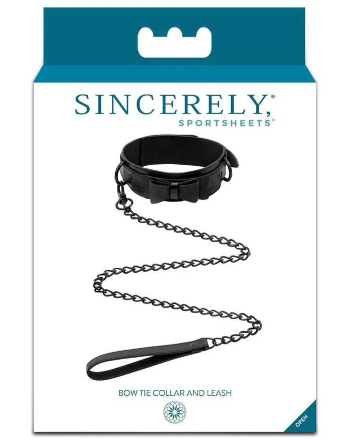 Sportsheets Anal Bow Tie Collar Leash Black Sportsheets Anal Bow Tie Collar Leash Black