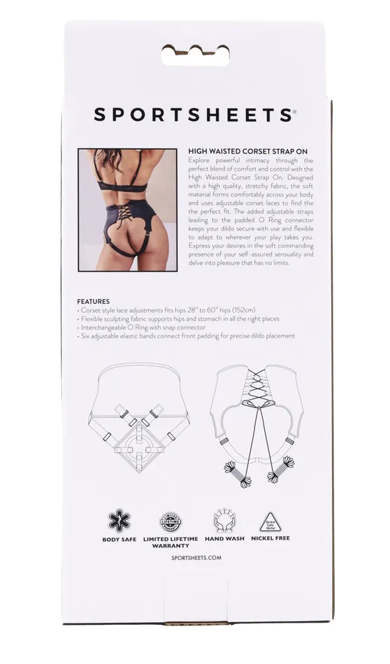 Sportsheets Female Sex Toys High Waisted Corset Strap on Black Sportsheets Female Sex Toys High Waisted Corset Strap on Black