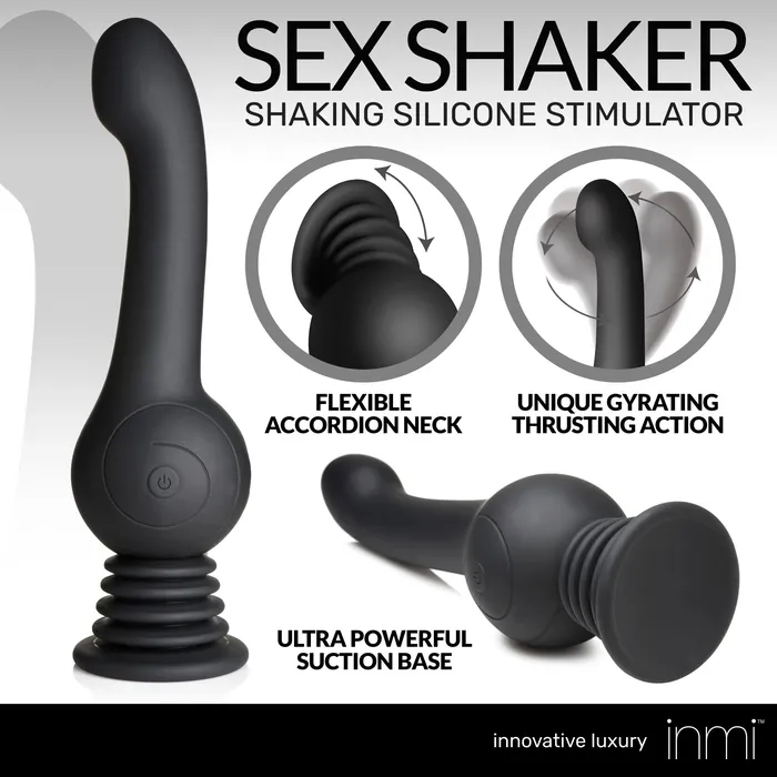 XR Brands inmi Sex Shaker Shaking Silicone Stimulator Black Anal