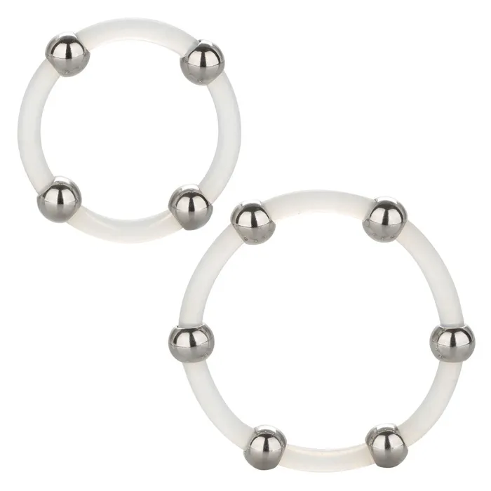 CalExotics Steel Beaded Silicone Ring Set Male Sex Toys