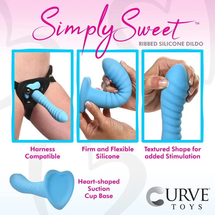 Dildos Simply Sweet Simply Sweet 7 Ribbed Silicone Dildo Blue Dildos Simply Sweet Simply Sweet 7 Ribbed Silicone Dildo Blue