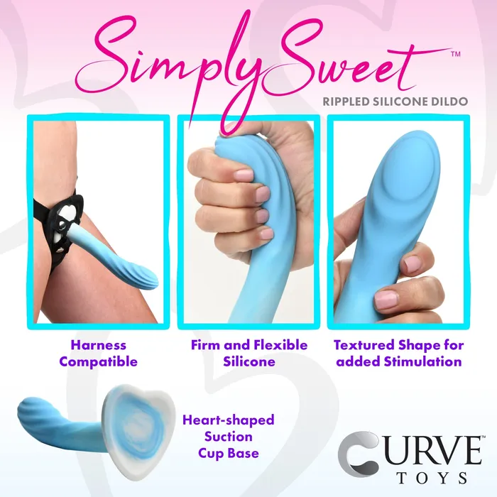 Dildos Simply Sweet Simply Sweet 7 Rippled Silicone Dildo Blue Dildos Simply Sweet Simply Sweet 7 Rippled Silicone Dildo Blue