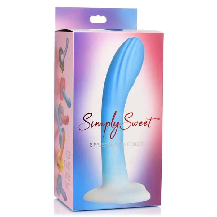 Dildos Simply Sweet Simply Sweet 7 Rippled Silicone Dildo Blue Dildos Simply Sweet Simply Sweet 7 Rippled Silicone Dildo Blue