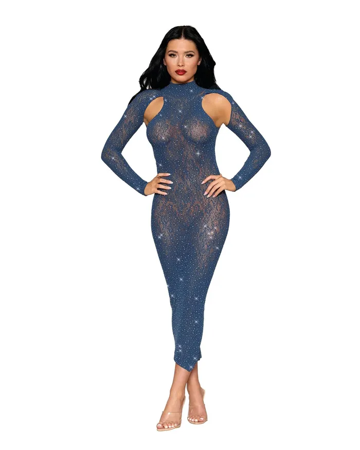 Dreamgirl Bodystockings Playsuits Bodystocking Gown Dmnd One Size Navy