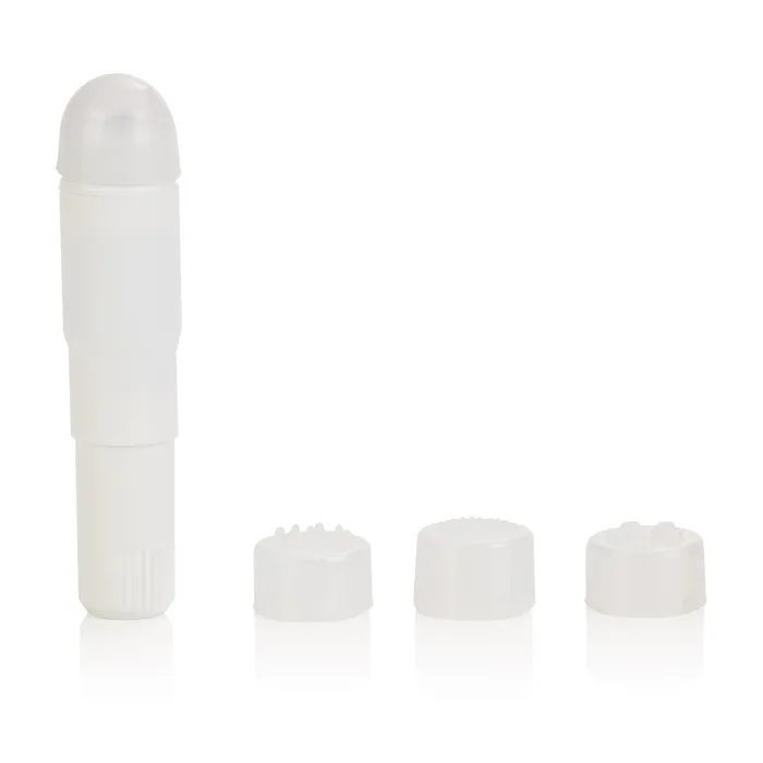 Female Sex Toys CalExotics Compact Waterproof Personal Travel Massager With 4 Tips White