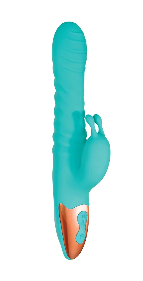 Heat Me Up Warming Rabbit Thruster Aqua 2024 Holiday Sale Vibrators