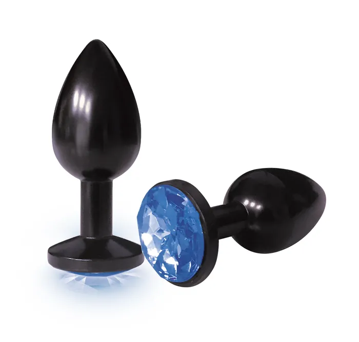 Icon Brands Anal The 9s the Silver Starter Anodized Bejeweled Stainless Steel Plug Cobalt