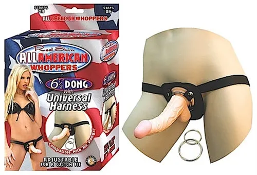 Nasstoys Dildos All American Whoppers 65Inch Dong With Universal Harness Flesh