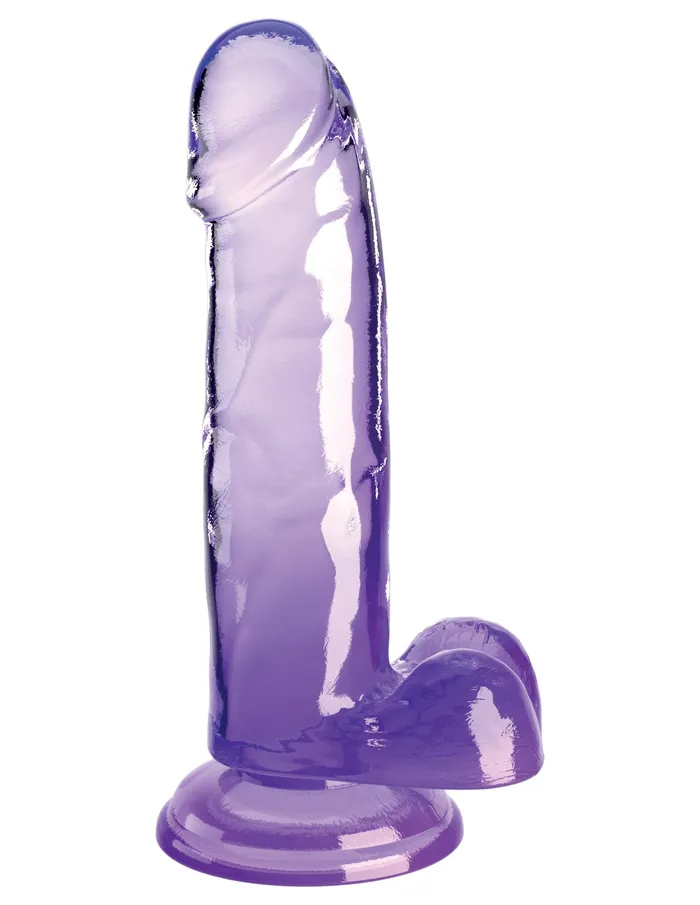 Pipedream Dildos King Cock Clear 7 Inch With Balls Purple