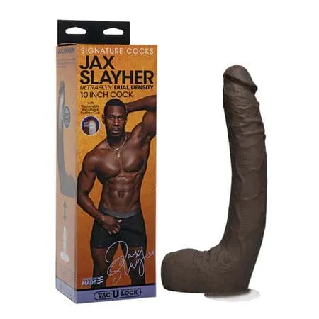 Signature Cocks Jax Slayher 10 Inch ULTRASKYN Cock with Removable VacULock Suction Cup Chocolate Doc Johnson Dildos