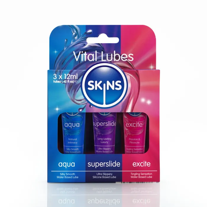 Skins 12ml Sampler Tubes Vital Lubes 3 Pack Skins Enhancers