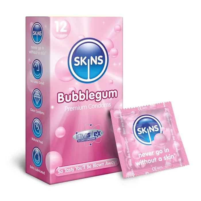 Skins Condoms Bubblegum 12 Pack Skins Female Sex Toys
