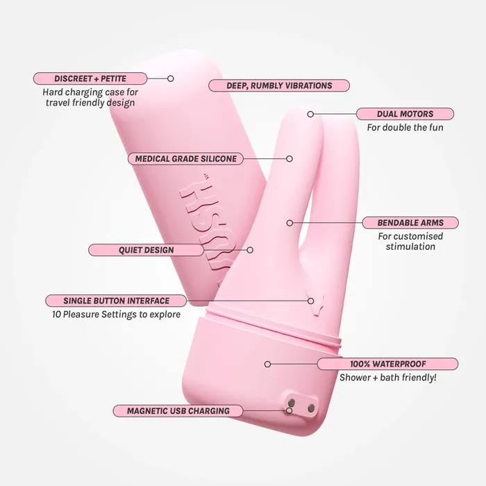 VUSH Female Sex Toys Swish Compact Rechargeable Pink Dual Tip Vibrator with Travel Case VUSH Female Sex Toys Swish Compact Rechargeable Pink Dual Tip Vibrator with Travel Case