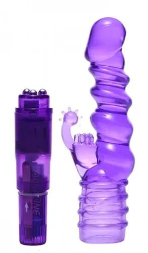 XR Brands Royal Rocket Ribbed Rabbit Vive Purple Vibrators