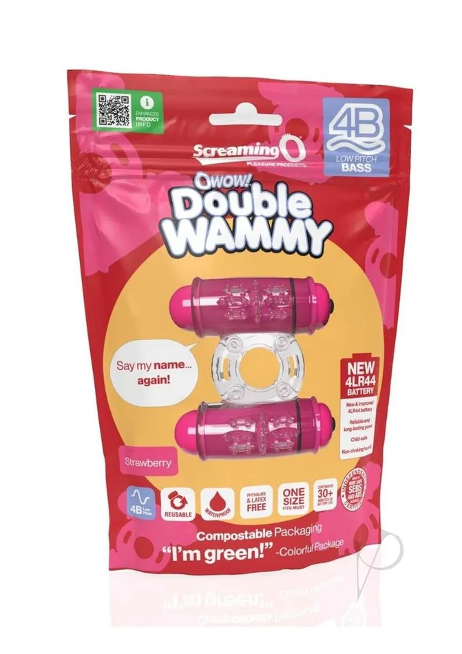 4B Double Wammy Silicone Dual Vibrating Couples Cock Ring Strawberry Screaming O Couples 4B Double Wammy Silicone Dual Vibrating Couples Cock Ring Strawberry Screaming O Couples
