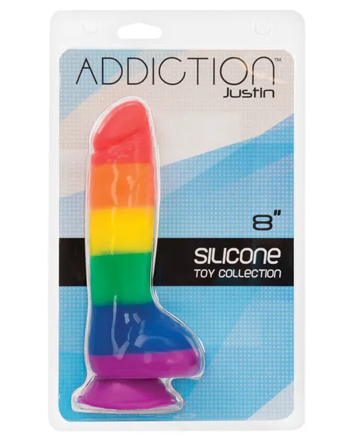 Addiction Dildos Addiction Toy Collection Justin Silicone Dildo with Balls 8in Multicolor
