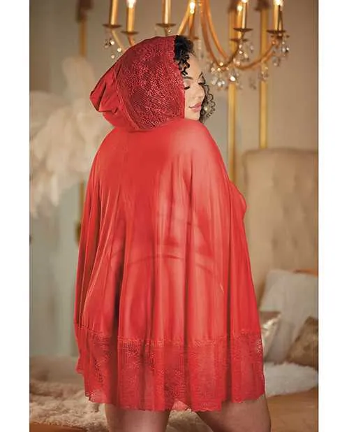 Allure Lace Mesh Cape wAttached Waist Belt GString NOT included Red QN Allure Vibrators