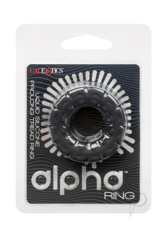 Alpha Male Sex Toys Alpha Liquid Silicone Prolong Tread Cock Ring Black
