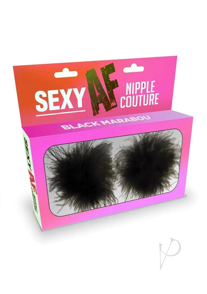 Anal Af Sexy AF Marabou Nipple Couture Silicone Pasties Black